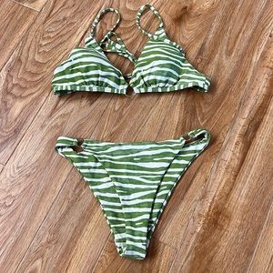 green zebra print bikini